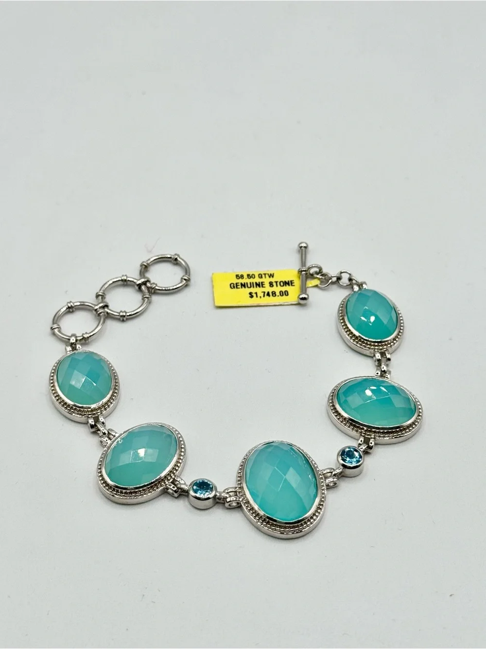 Sterling Silver Swiss Topaz Natural Gemstone Bracelet